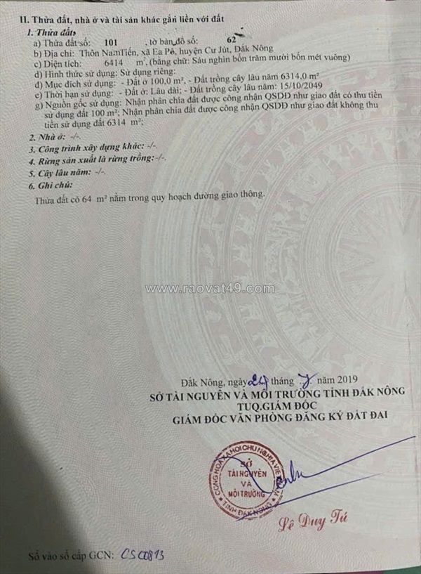 Đất đẹp - giá tốt thôn nam tiến, xã epo, huyện cư jut, đăk nông ( nay thuộc