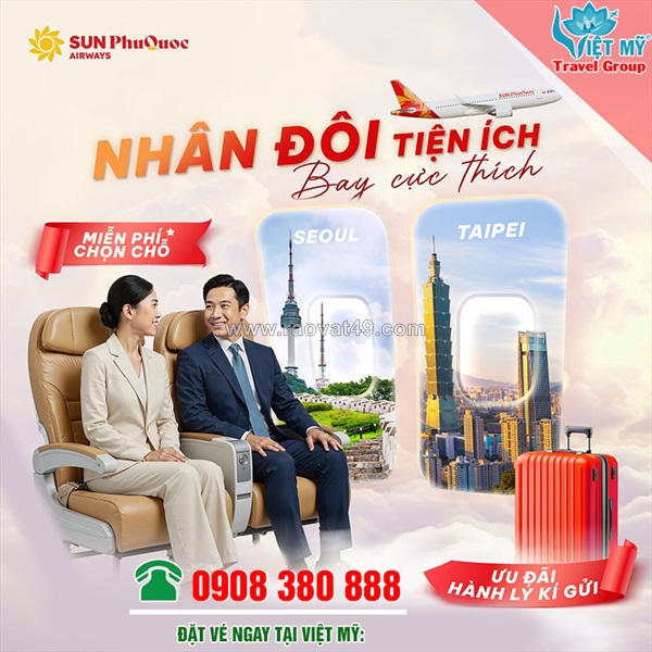 Deal hot phú quốc – seoul: miễn phí ghế, giảm phí hành lý