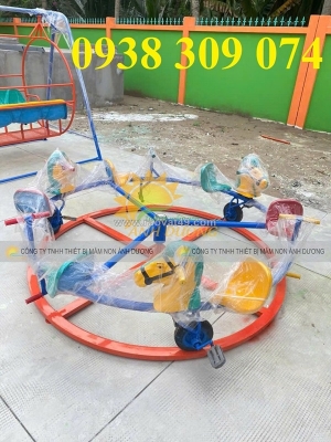 Đu quay 4 ghế gấu,đu quay trên ray đạp chân,mâm xoay 5 ghế