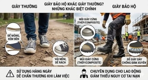 Giày bảo hộ khác gì giày thường?
