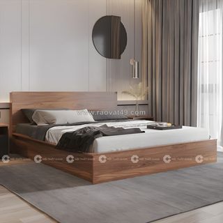 Giường ngủ gỗ công nghiệp màu nâu vân gỗ đẳng cấp