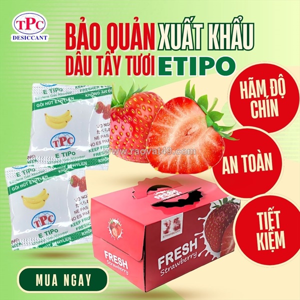Gói hút ethylen bảo quản dâu tươi – hạn chế chín nhanh, giảm hao hụt