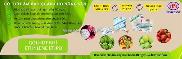 Gói hút ethylen – giải pháp bảo quản trái cây lâu chín, giảm hao hụt