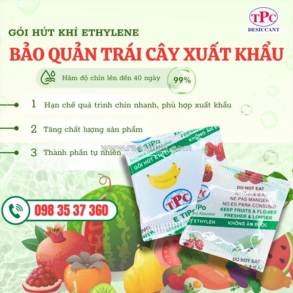 Gói hút ethylene trong bảo quản trái cây tươi xuất khẩu
