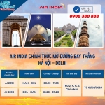 Hà nội – delhi nay đã có chuyến bay thẳng cùng air india