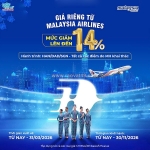 Malaysia airlines giảm 14% giá vé đi quốc tế từ việt nam