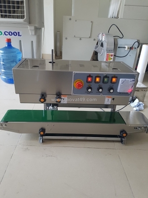 Máy hàn miệng túi liên tục, máy ép miệng túi có chứa dịch nước