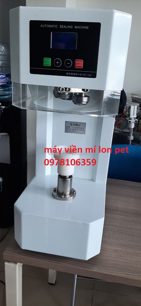 Máy viền mí lon nhựa pet, máy ghép mí lon yến-tô yến