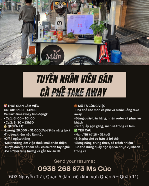 Nhân viên bán cà phê take away quận 5