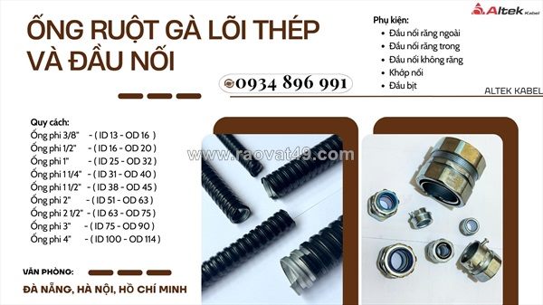 Ống kẽm bọc thép phi 16 – đầy đủ phụ kiện – sẵn kho đà nẵng, hà nội, tp.hcm