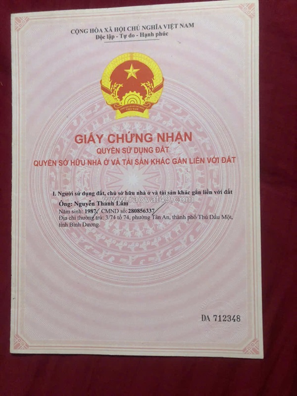 Sổ hồng riêng – pháp lý chuẩn – bình phước