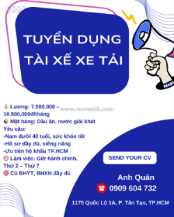 Tài xế & nhân viên giao nhận quận bình tân