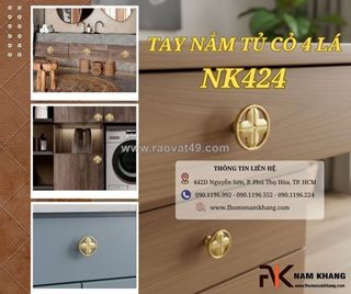 Tay nắm tủ cỏ 4 lá tượng trưng cho sự tài lộc và may mắn