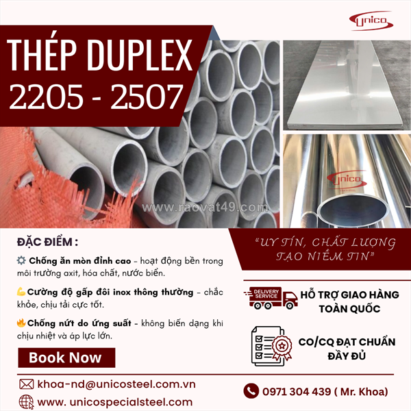 Thép duplex 2205 - 2507: giải pháp vật liệu tối ưu cho môi trường khắc nghiệt