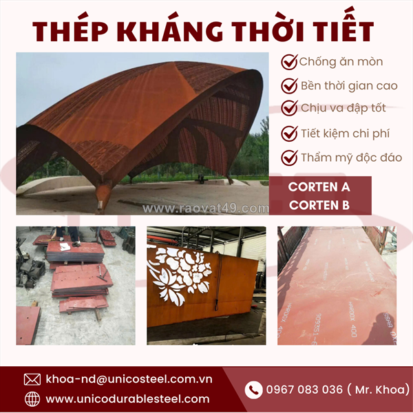 Thép kháng thời tiết corten a/b – giải pháp kiến trúc bền bỉ và đẳng cấp