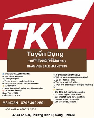 Thợ thi công quảng cáo và nhân viên sale marketing