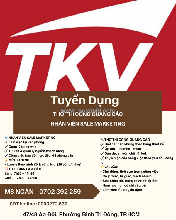 Thợ thi công quảng cáo và nhân viên sale marketing