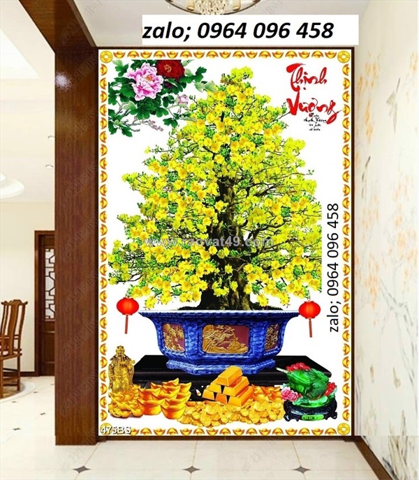 Tranh gạch 3d tranh hoa mai - gạch tranh 3d hoa mai - scv74
