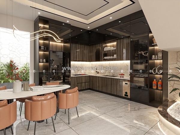 Tủ bếp acrylic bóng gương chữ l chống trầy xước cực tốt