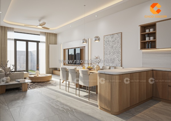 Tủ bếp gỗ công nghiệp mdf phủ melamine chữ u hiện đại