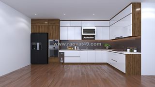 Tủ bếp gỗ công nghiệp mdf thiết kế chữ l hiện đại