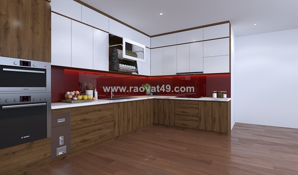 Tủ bếp gỗ công nghiệp mdf thiết kế chữ l hiện đại