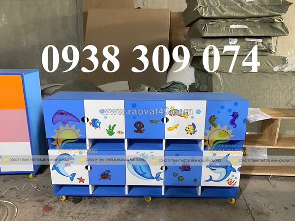 Tủ đựng cặp dép mầm non mdf, kệ đựng cặp mầm non