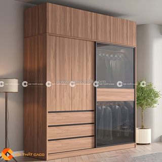 Tủ quần áo cửa lùa gỗ mdf thiết kế độc đáo phá cách