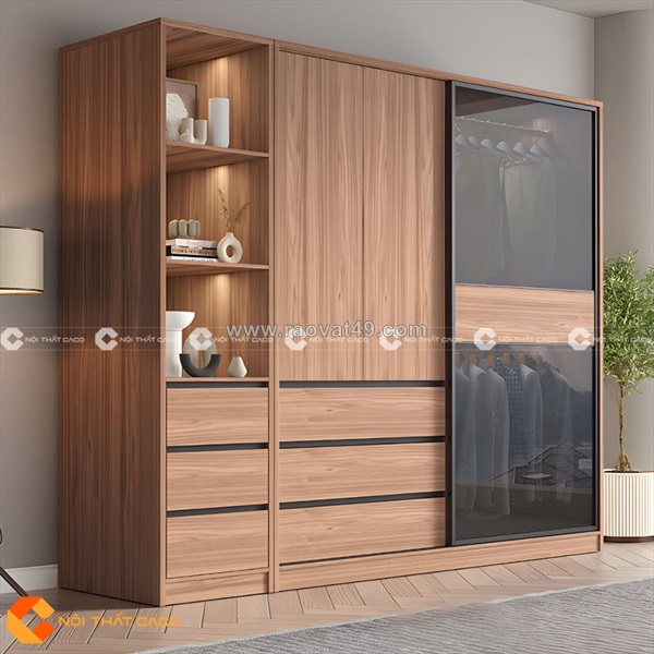 Tủ quần áo cửa lùa gỗ mdf thiết kế độc đáo phá cách