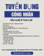Tuyển công nhân sản xuất & test lab thủ đức