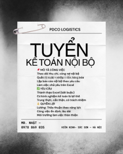 Tuyển kế toán nội bộ sóc sơn