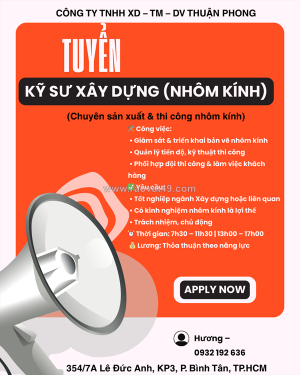 Tuyển kỹ sư xây dựng bình tân