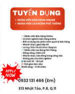 Tuyển nhân viên bán hàng online và lđpt quận 11
