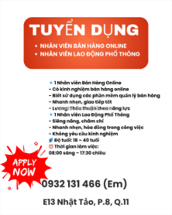 Tuyển nhân viên bán hàng online và lđpt quận 11