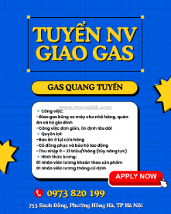 Tuyển nhân viên giao gas phường hồng hà