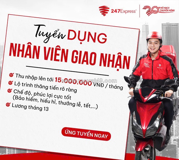 Tuyển nhân viên giao nhận quận 1