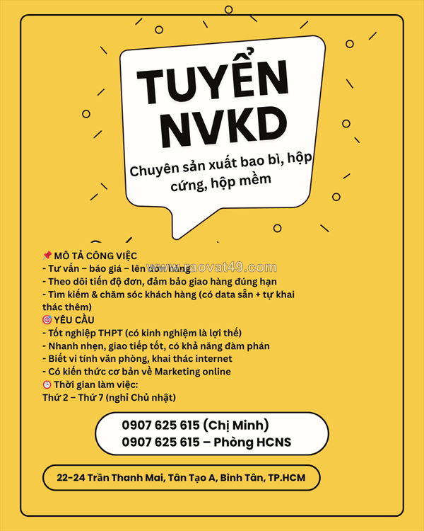 Tuyển nhân viên kinh doanh bình tân