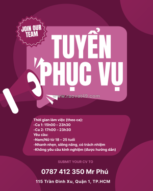 Tuyển nhân viên phục vụ quận 1