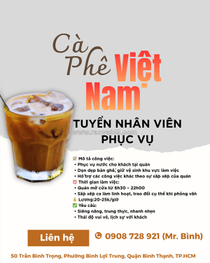 Tuyển nhân viên phục vụ quận bình thạnh