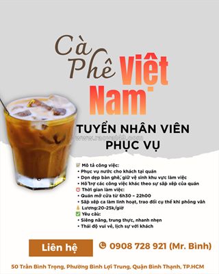 Tuyển nhân viên phục vụ quận bình thạnh