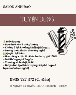 Tuyển nhân viên salon tóc anh đào tân bình