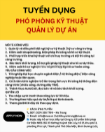 Tuyển phó phòng kỹ thuật - quản lý dự án