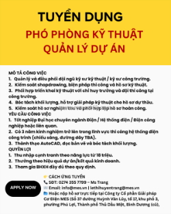 Tuyển phó phòng kỹ thuật - quản lý dự án