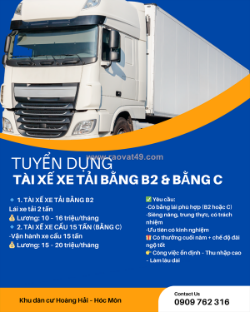 Tuyển tài xế xe tải bằng b2 và c hóc môn