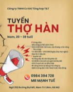 Tuyển thợ hàn nam từ liêm