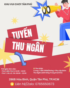 Tuyển thu ngân (biết tiếng trung là lợi thế)