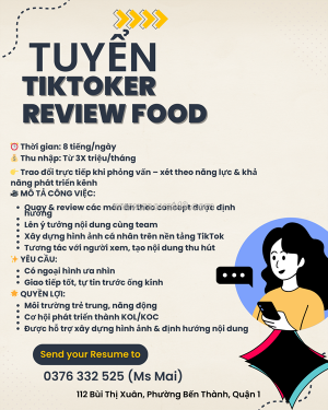 Tuyển tiktoker review food quận 1