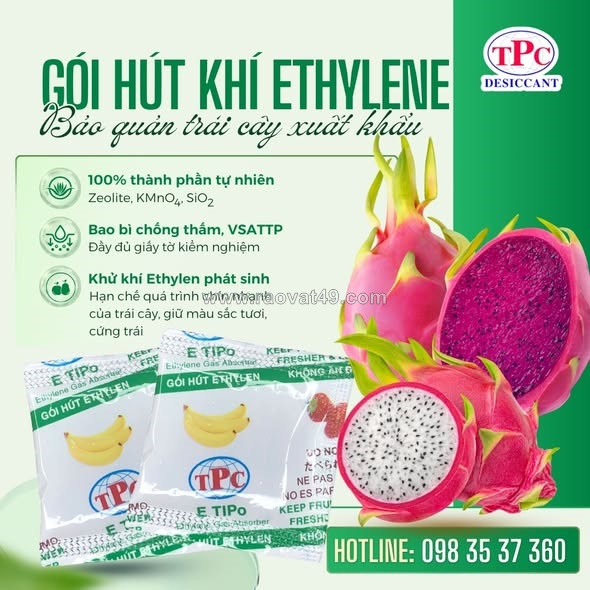 Vì sao nên dùng gói hút khí ethylene etipo cho trái cây xuất khẩu?