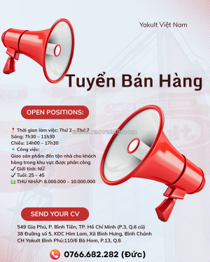 Yakult việt nam tuyển bán và giao sữa tận nhà