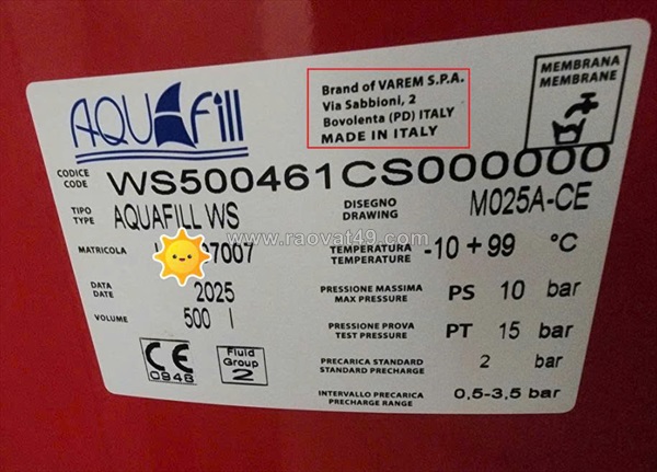 094.339.9919 - bình tích áp thương hiệu aquafill italy chính hãng